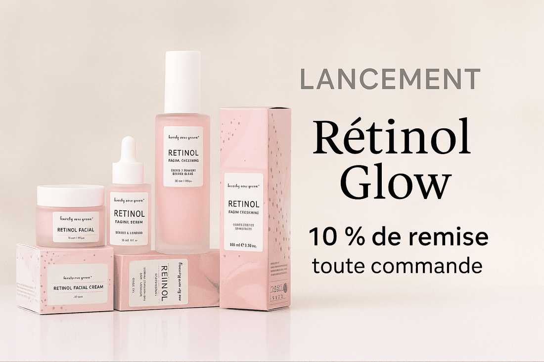 routine rétinol avec soins visage roses et blancs, sérums et crèmes au rétinol présentés ensemble