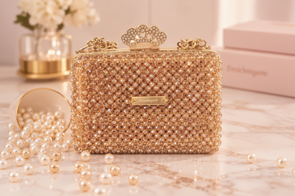 Sac à main perlé Cristal Champagne – Fait main