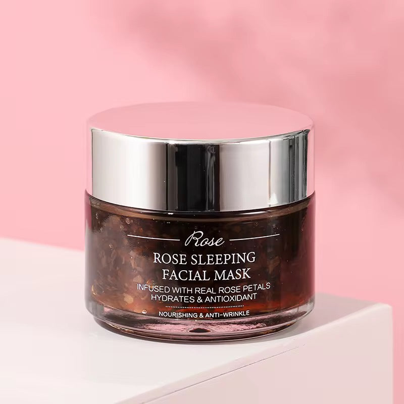 Masque visage nuit Denichetaperle – Rose & Vitamine E, hydratant et régénérant.