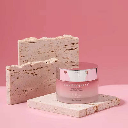 Crème Visage coréenne rose hydratante en pot, avec couvercle métallique et formule éclaircissante