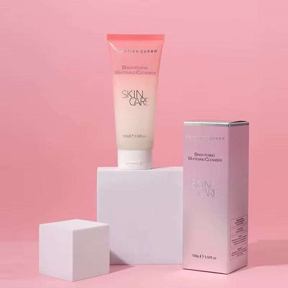 Gel Nettoyant Visage éclaircissant en tube rose et crème, présenté avec sa boîte assortie, format 100 ml