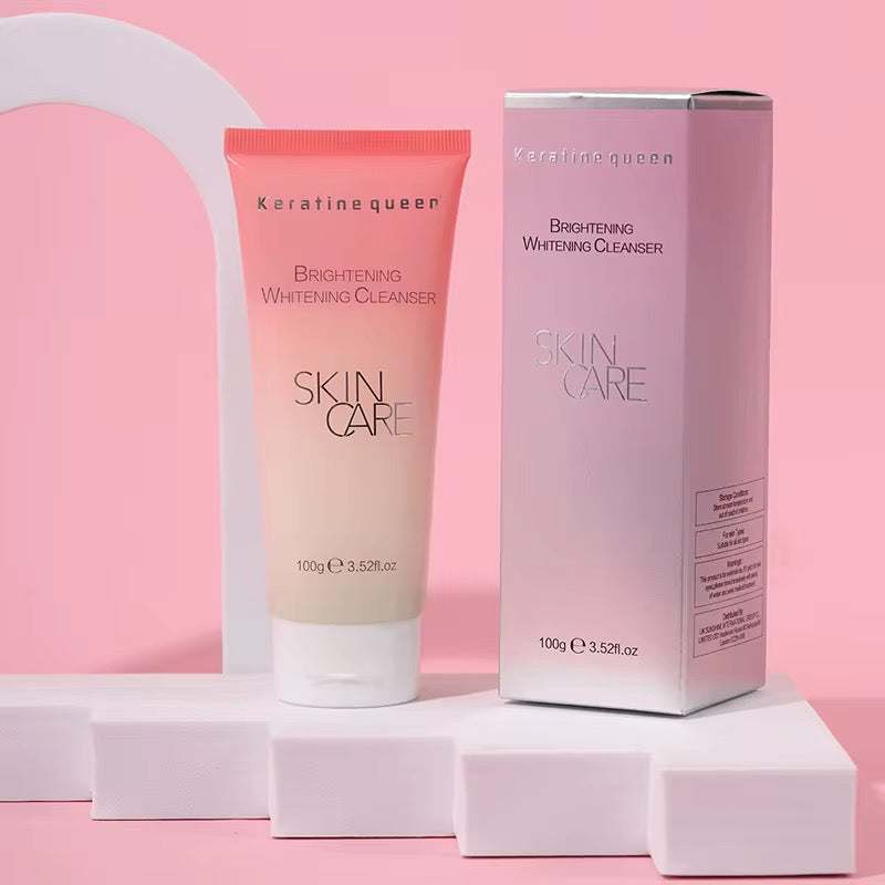 Gel Nettoyant Visage en tube rose et blanc, avec boîte assortie, formule éclaircissante Skin Care