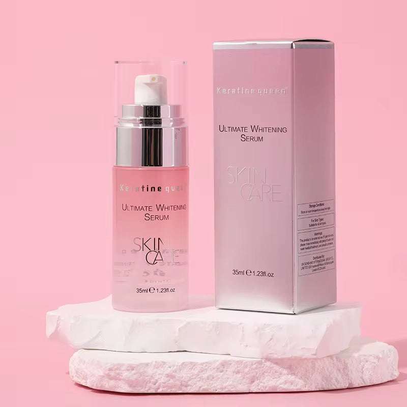 Sérum Visage coréen rose en flacon pompe avec boîte assortie, formule éclaircissante et format 35 ml