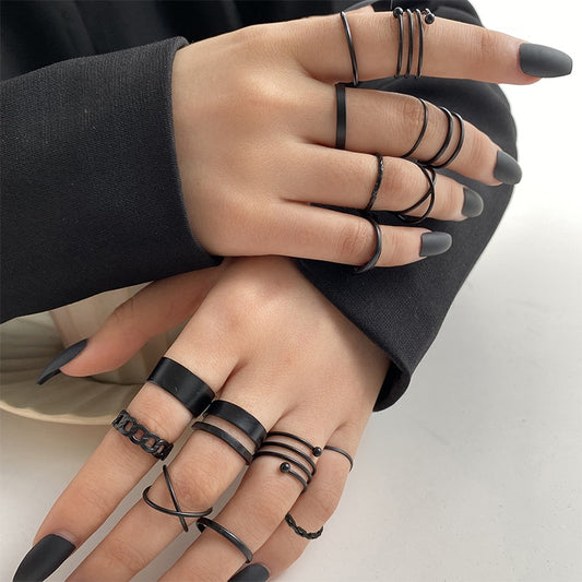 17KM Punk Finger Rings Set Gothic Geometric Ring pour Femmes