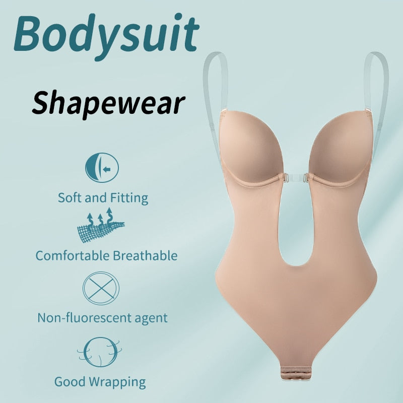 Bodysuit Shapewear Deep V-Neck