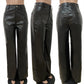 Faux Cuir Pu Pantalons Hiver Printemps Noir Taille Haute Mode Pantalon Droit