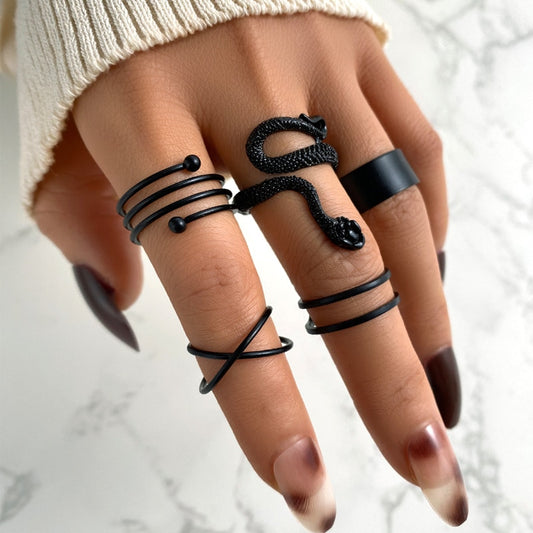 17KM Punk Finger Rings Set Gothic Geometric Ring pour Femmes